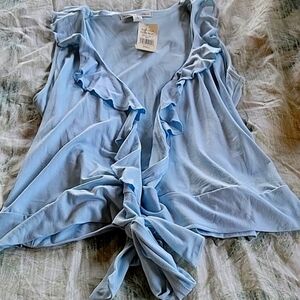 Banana Republic sleeveless Light blue cotton knit blouse, Small